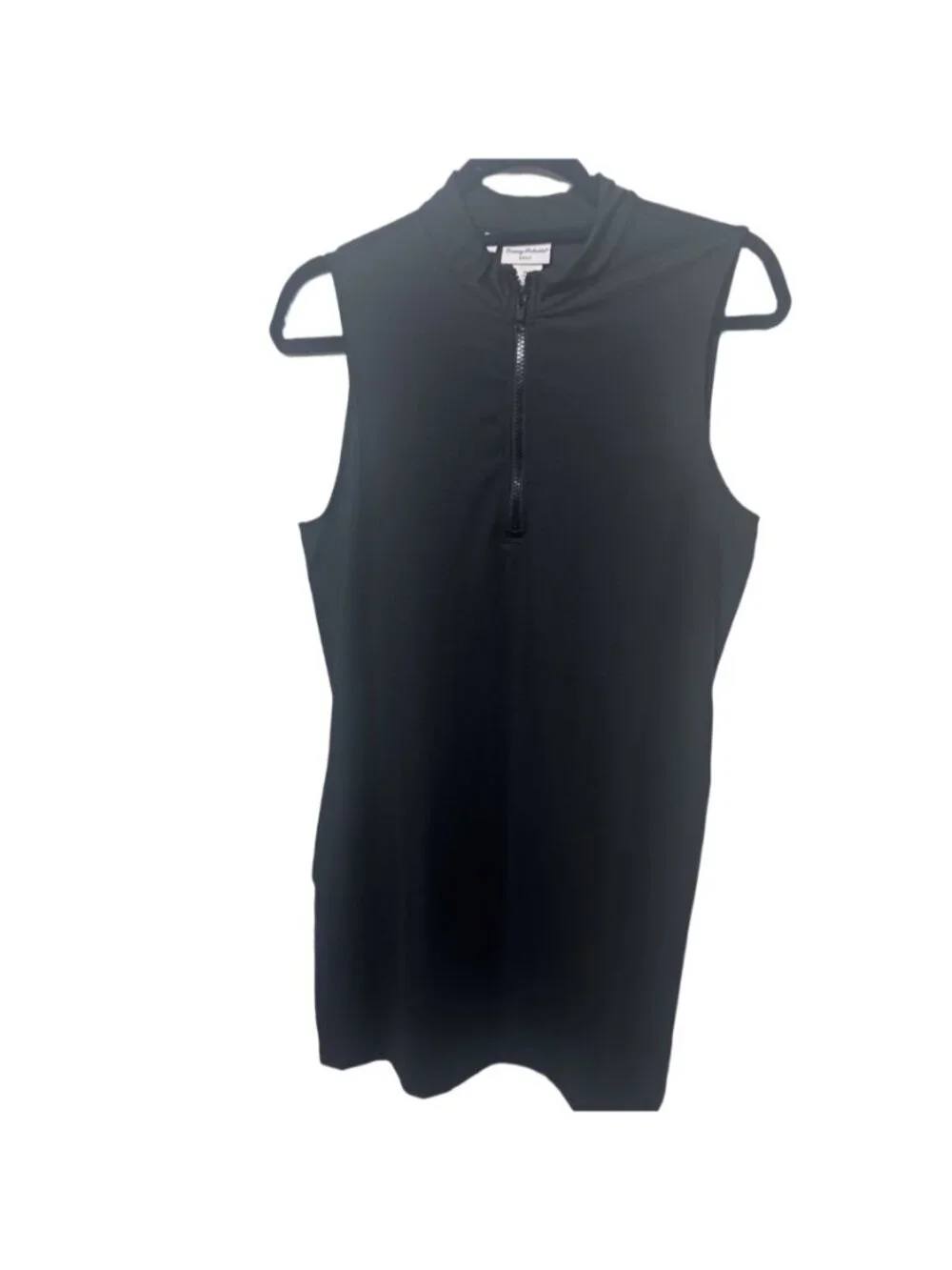Tommy Bahama Dress Large Black Aubrey Polo Golf Quarter Zip Minimalist Preppy